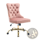 Pink Velvet Tufted Office Chair with Gold Base