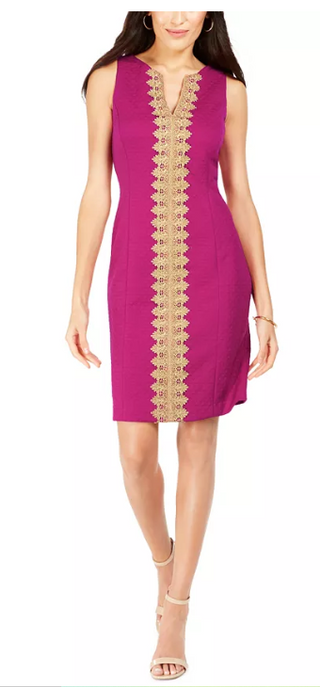 Vestido justo com acabamento em renda Pappagallo feminino rosa escuro tamanho 4