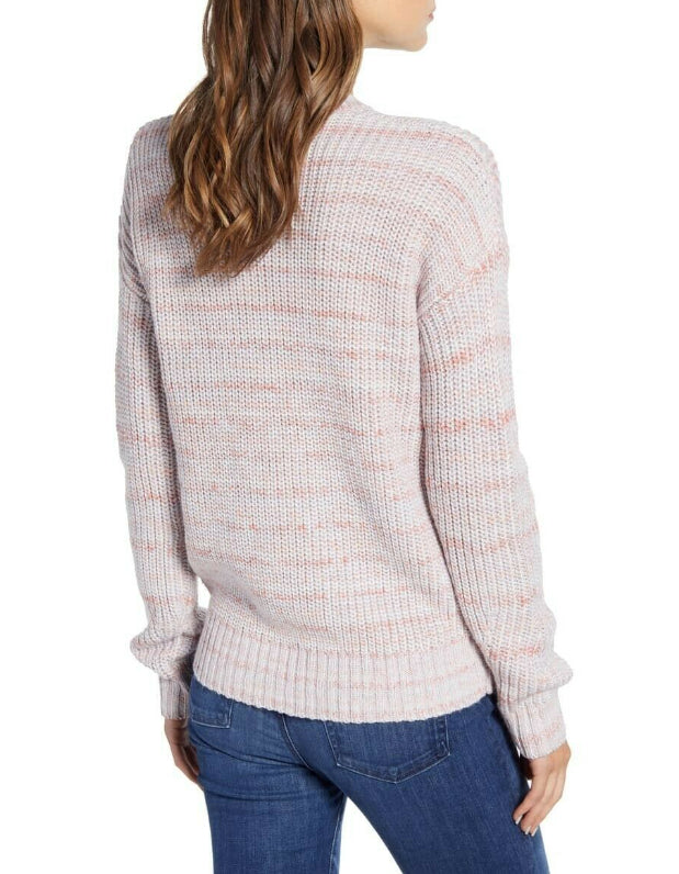 Lukcy Brand Suéter Feminino Gola Redonda Marmorizada Rosa Tamanho Pequeno