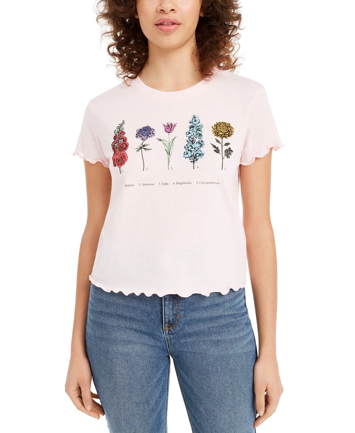 Camiseta com estampa botânica Love Tribe Juniors, rosa, tamanho médio