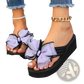 Platform Flip Flops with Large Sheer Bow Accent