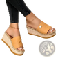 Platform Wedge Espadrille Sandals with Buckle Detail