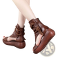 Platform Wedge Sandals Peep Toe Leather Shoes