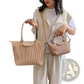Pleated Shoulder Bag Minimalist Pu Leather Tote