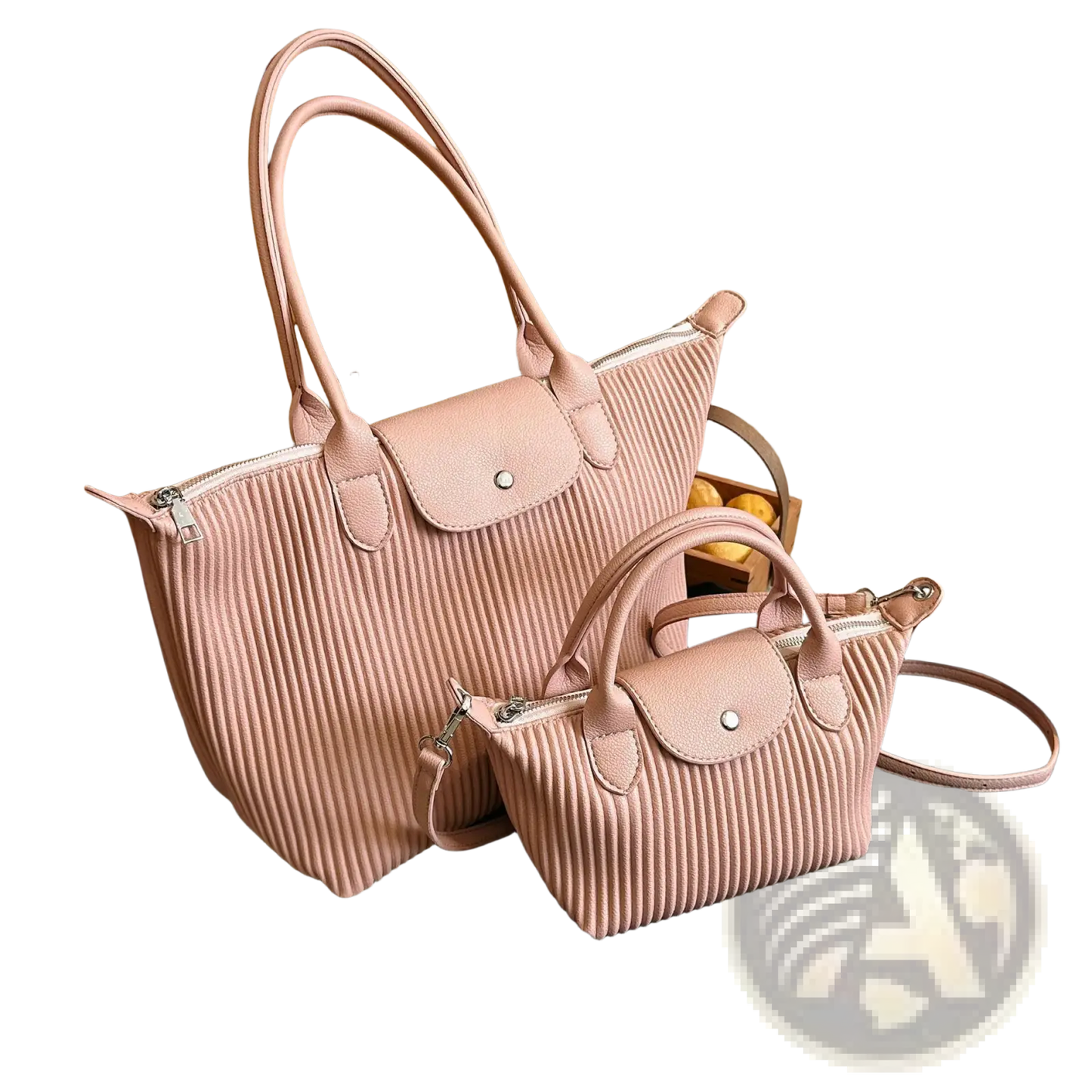 Pleated Shoulder Bag Minimalist Pu Leather Tote
