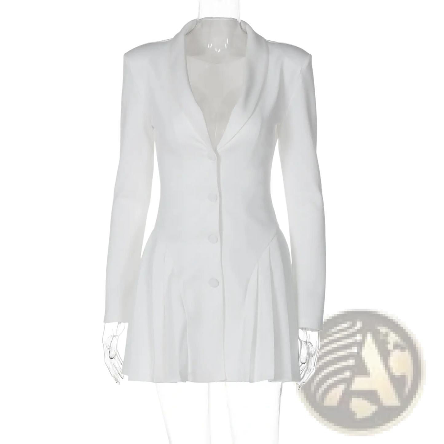 Plunging v Neck Long Sleeve Ruffled Blazer Mini Dress