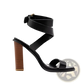 Plus Size Brown Leather Block Heel Strappy Sandals
