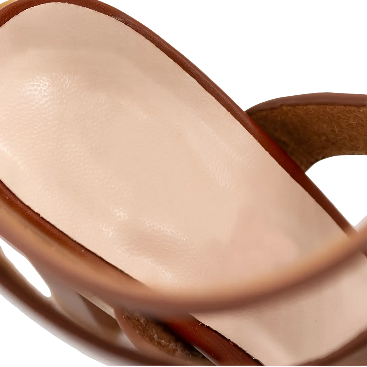 Plus Size Brown Leather Block Heel Strappy Sandals