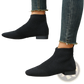 Plus Size Pointed Toe Knit Ankle Boots with Heel