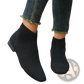 Plus Size Pointed Toe Knit Ankle Boots with Heel