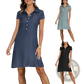 Plus Size Short Sleeve Button Front Tencel Denim Dress