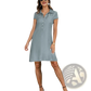 Plus Size Short Sleeve Button Front Tencel Denim Dress