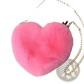 Plush Faux Fur Heart Shaped Crossbody Bag with Gold Chain