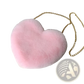 Plush Faux Fur Heart Shaped Crossbody Bag with Gold Chain