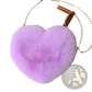 Plush Faux Fur Heart Shaped Crossbody Bag with Gold Chain