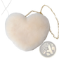 Plush Faux Fur Heart Shaped Crossbody Bag with Gold Chain