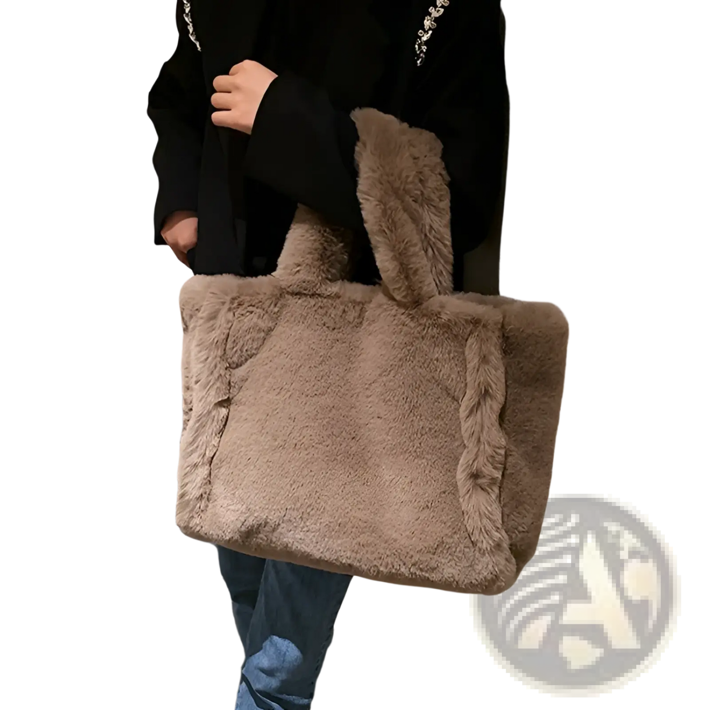 Plush Faux Fur Tote Bag with Chain Strap Shoulder Bag
