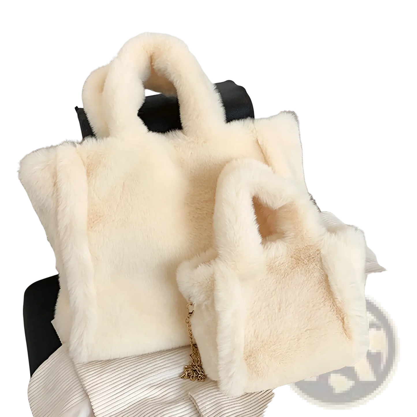 Plush Faux Fur Tote Bag with Chain Strap Shoulder Bag