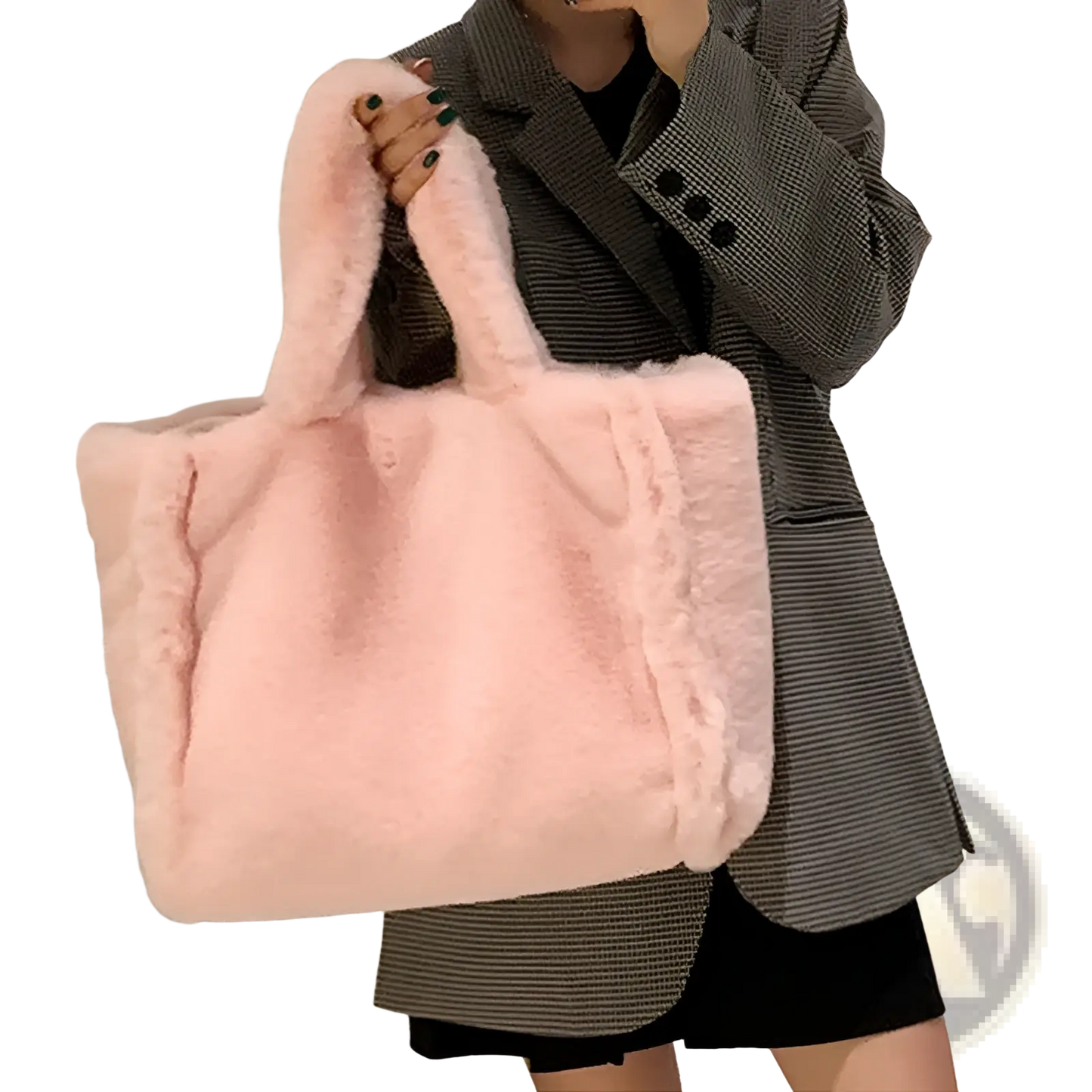 Plush Faux Fur Tote Bag with Chain Strap Shoulder Bag