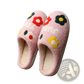 Plush Floral Cotton Slippers with Soft Tpr Sole