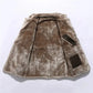 Men's Leather Long Coat with Plush Fleece Lapel