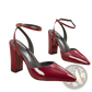 Pointed Toe Ankle Strap Chunky Heel Pumps