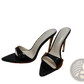 Pointed Toe Stiletto Sandals Crocodile Pattern Mules