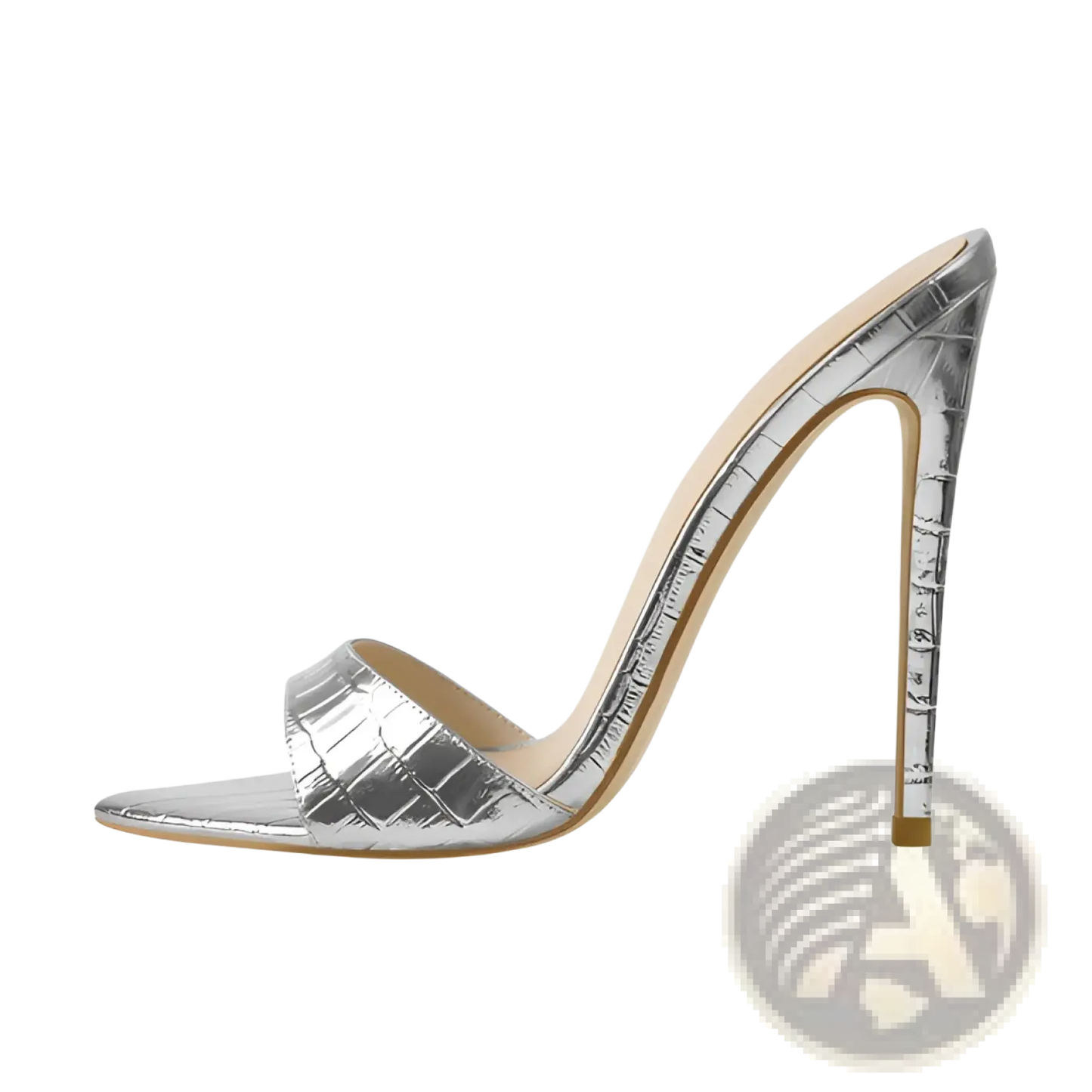 Pointed Toe Stiletto Sandals Crocodile Pattern Mules