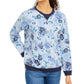 Karen Scott - Suéter de gola redonda sem fecho e com flores azuis, cor azul, tamanho XL