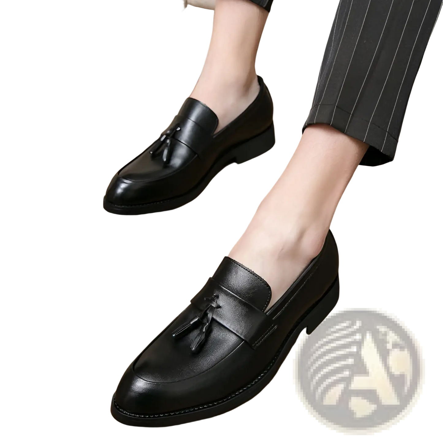 Polished Leather Tassel Loafers for Men
