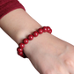 Polished Red Cinnabar Spherical Bead Bracelet