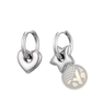 Polished Stainless Steel Geometric Charm Hoop Earrings