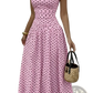 Polka Dot off Shoulder Strapless Maxi Dress