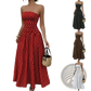 Polka Dot off Shoulder Strapless Maxi Dress