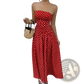 Polka Dot off Shoulder Strapless Maxi Dress