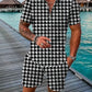 Men's Geometric Pattern Polo and Shorts Performance Set