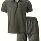 Men's Geometric Pattern Polo and Shorts Performance Set