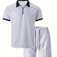 Men's Geometric Pattern Polo and Shorts Performance Set