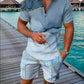 Men's Geometric Pattern Polo and Shorts Performance Set