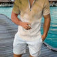 Men's Geometric Pattern Polo and Shorts Performance Set