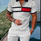 Men's Geometric Pattern Polo and Shorts Performance Set