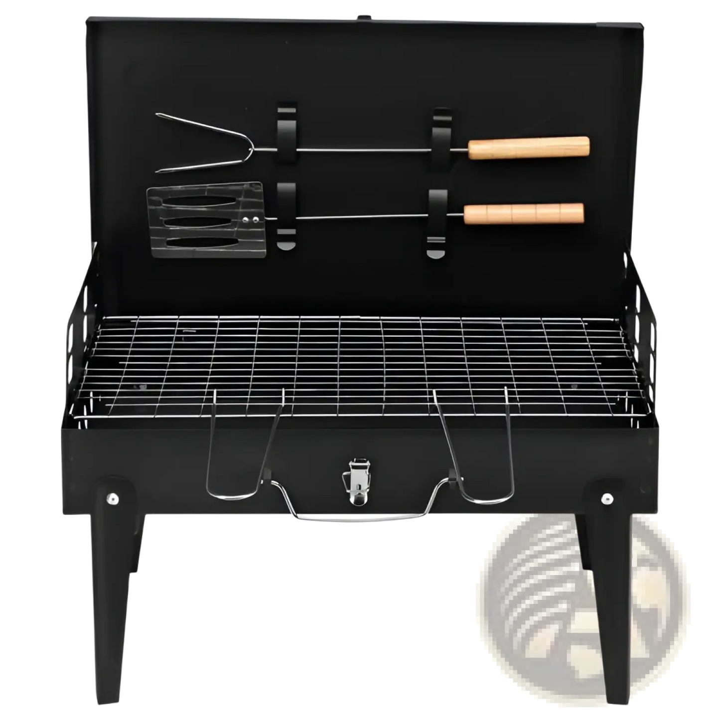 Portable Charcoal Grill 44cm Folding Square Bbq Steel