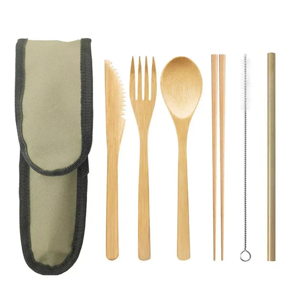 Sustainable Bamboo and Stainless Steel Travel Cutlery Set