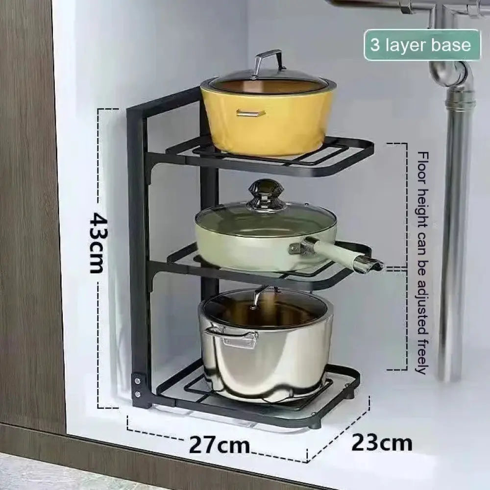 3-tier Adjustable Stainless Steel Pot and Pan Organizer