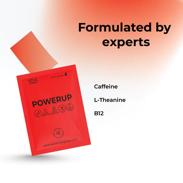 Soul Strips PowerUp Vegano Sem Açúcar Sabor Morango 30 Tiras