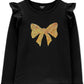 Carter's Toddler Girls Sequin Bow Top Preto Tamanho 4T SLIM