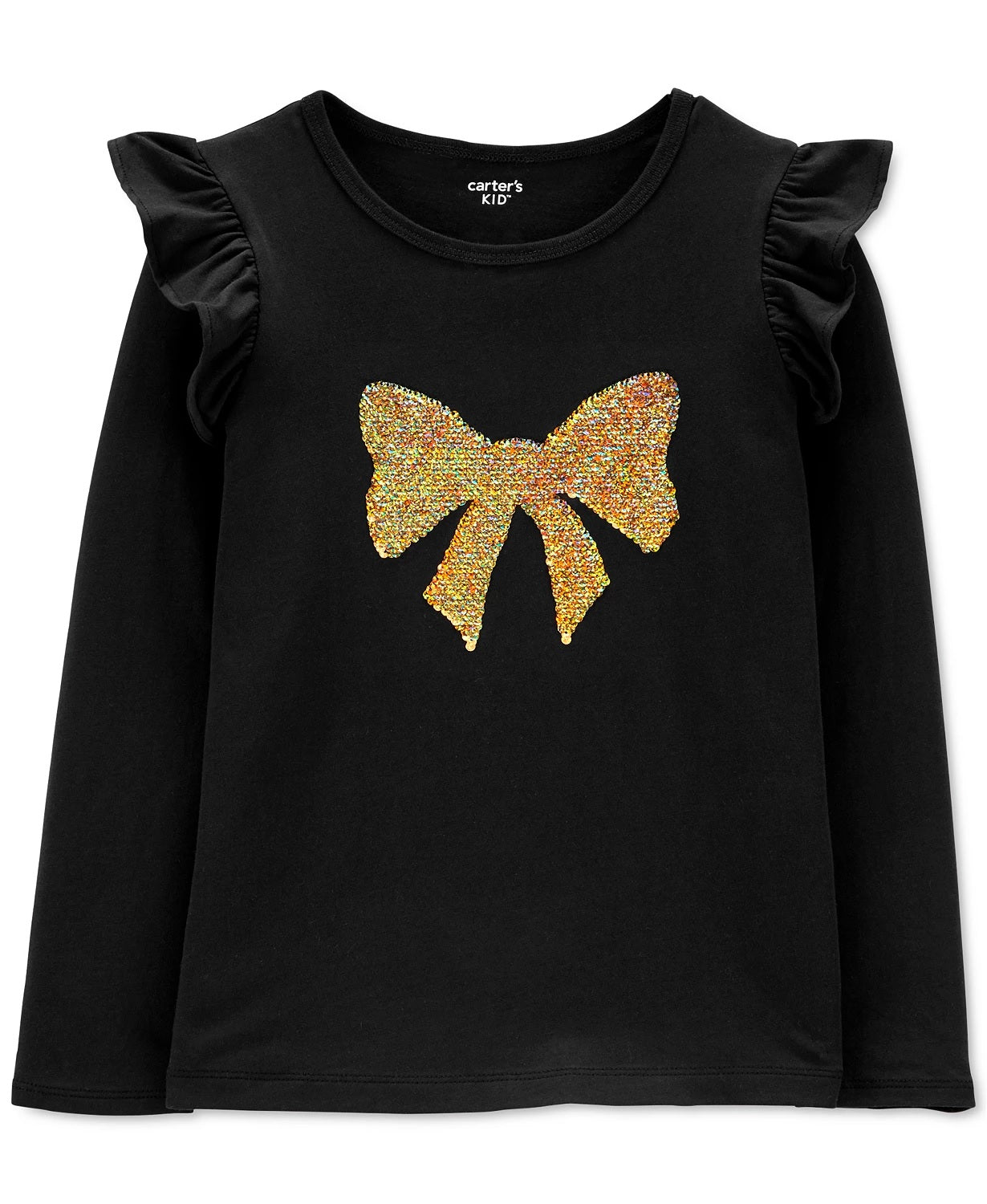 Carter's Toddler Girls Sequin Bow Top Preto Tamanho 4T SLIM