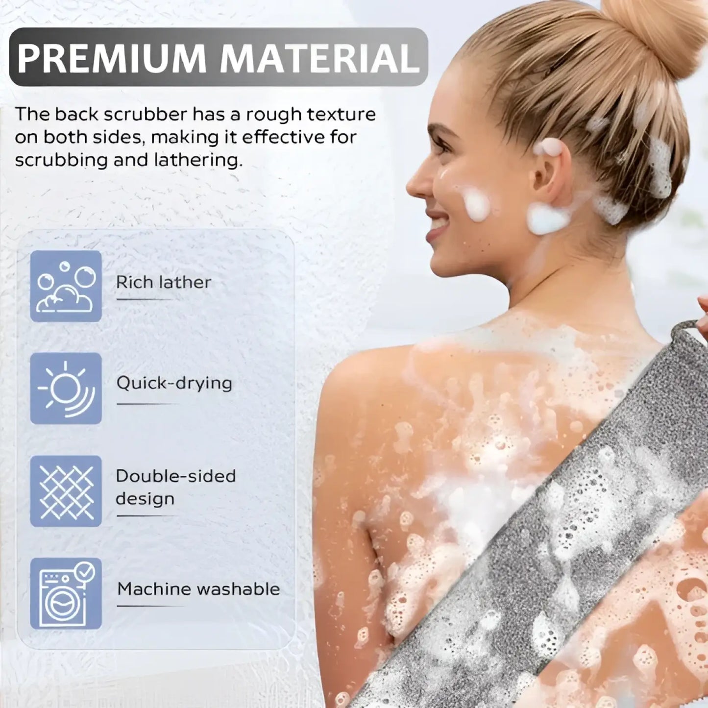 Premium Bamboo Fiber Exfoliating Back Scrubber Towel