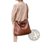 Premium Brown Leather Hobo Crossbody Bag with Gold Hardware