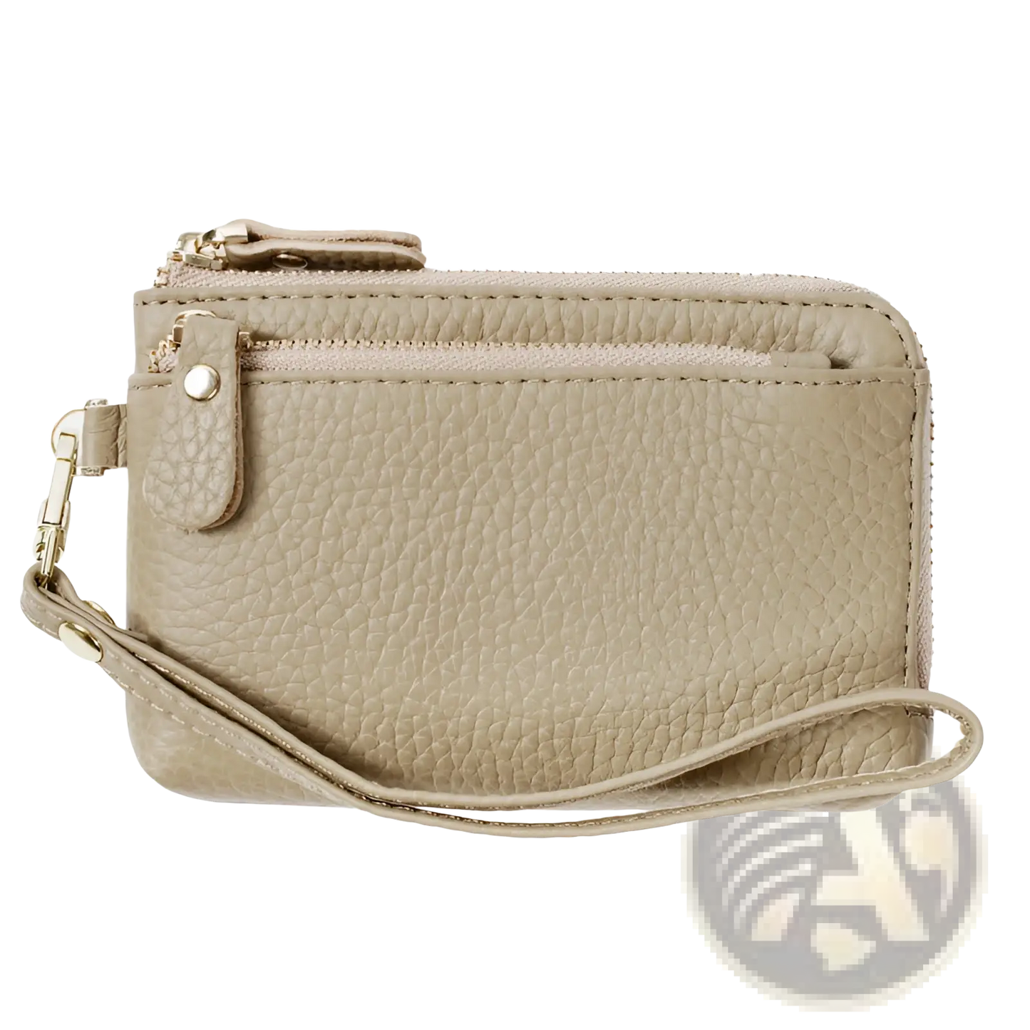 Premium Textured Leather Wristlet Wallet with Gold Hardware